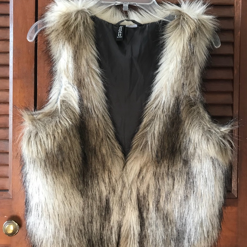 furry beige/brown vest